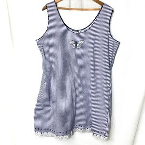 Vintage Vanity Fair Blue and White striped shift minidress